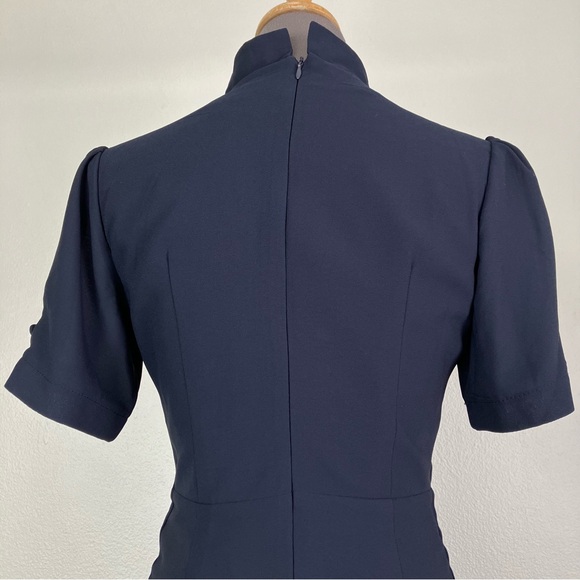 Lindy Bop 1940s Navy Blue Amelia Vintage Collared A-line Midi Dress UK 10 Small - Picture 9 of 15